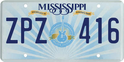 MS license plate ZPZ416