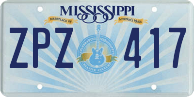 MS license plate ZPZ417