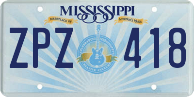 MS license plate ZPZ418