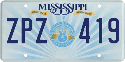 MS license plate ZPZ419