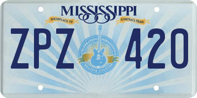 MS license plate ZPZ420