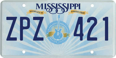 MS license plate ZPZ421