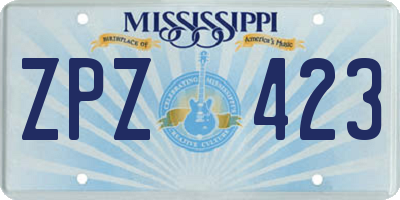 MS license plate ZPZ423