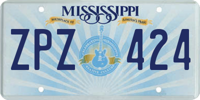 MS license plate ZPZ424