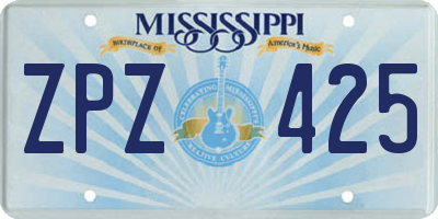 MS license plate ZPZ425