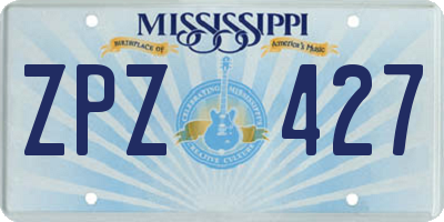 MS license plate ZPZ427