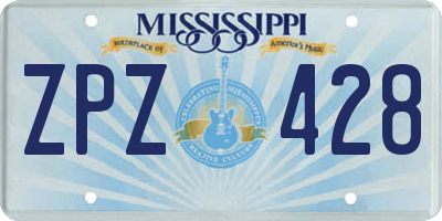 MS license plate ZPZ428