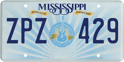 MS license plate ZPZ429