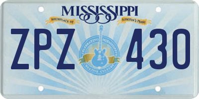 MS license plate ZPZ430
