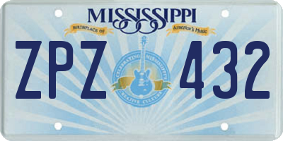 MS license plate ZPZ432