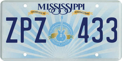 MS license plate ZPZ433
