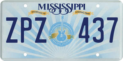 MS license plate ZPZ437