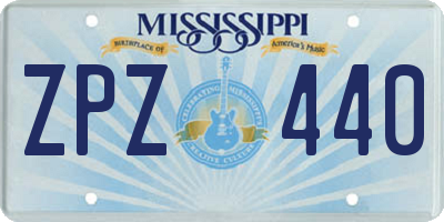 MS license plate ZPZ440