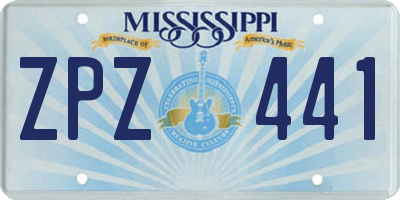MS license plate ZPZ441