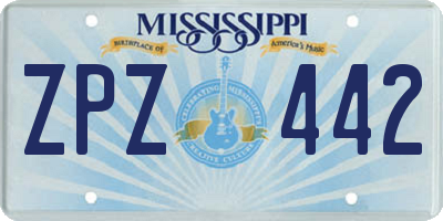 MS license plate ZPZ442