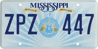 MS license plate ZPZ447