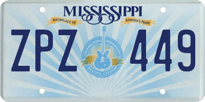 MS license plate ZPZ449