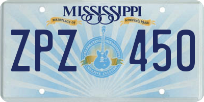 MS license plate ZPZ450
