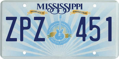 MS license plate ZPZ451