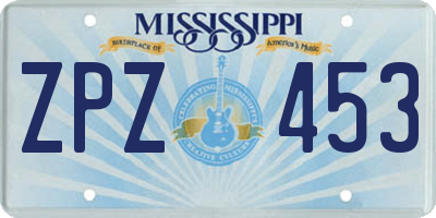 MS license plate ZPZ453