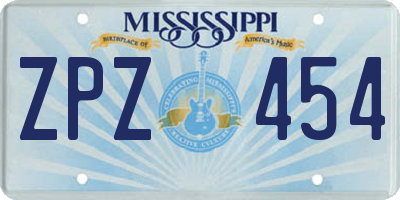 MS license plate ZPZ454