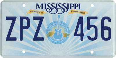 MS license plate ZPZ456