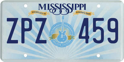 MS license plate ZPZ459