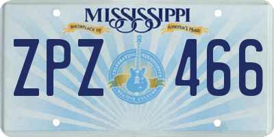 MS license plate ZPZ466