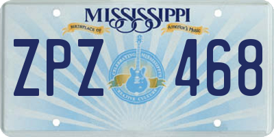 MS license plate ZPZ468