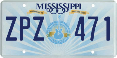MS license plate ZPZ471