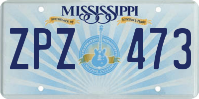 MS license plate ZPZ473