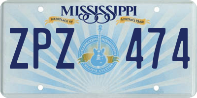 MS license plate ZPZ474