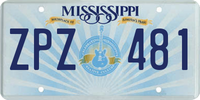 MS license plate ZPZ481