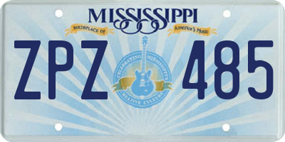 MS license plate ZPZ485
