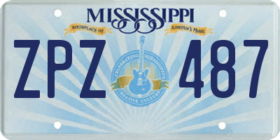 MS license plate ZPZ487