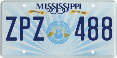 MS license plate ZPZ488