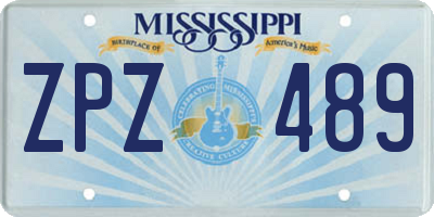 MS license plate ZPZ489