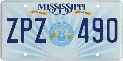 MS license plate ZPZ490