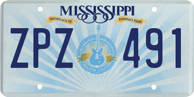 MS license plate ZPZ491