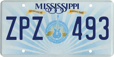 MS license plate ZPZ493