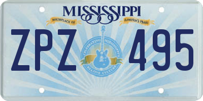 MS license plate ZPZ495