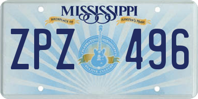 MS license plate ZPZ496