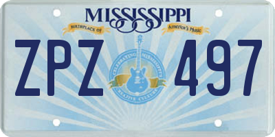 MS license plate ZPZ497