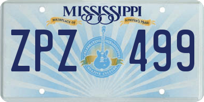 MS license plate ZPZ499