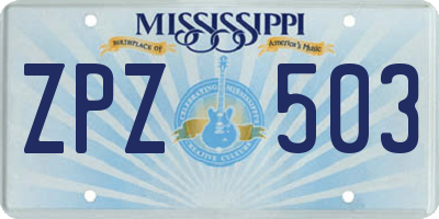 MS license plate ZPZ503