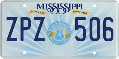 MS license plate ZPZ506