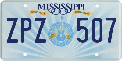 MS license plate ZPZ507