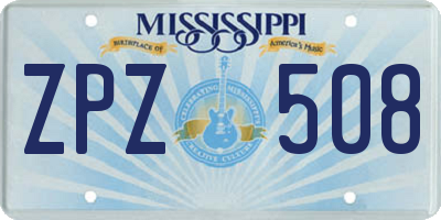 MS license plate ZPZ508