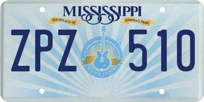 MS license plate ZPZ510