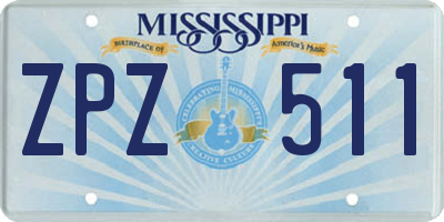MS license plate ZPZ511